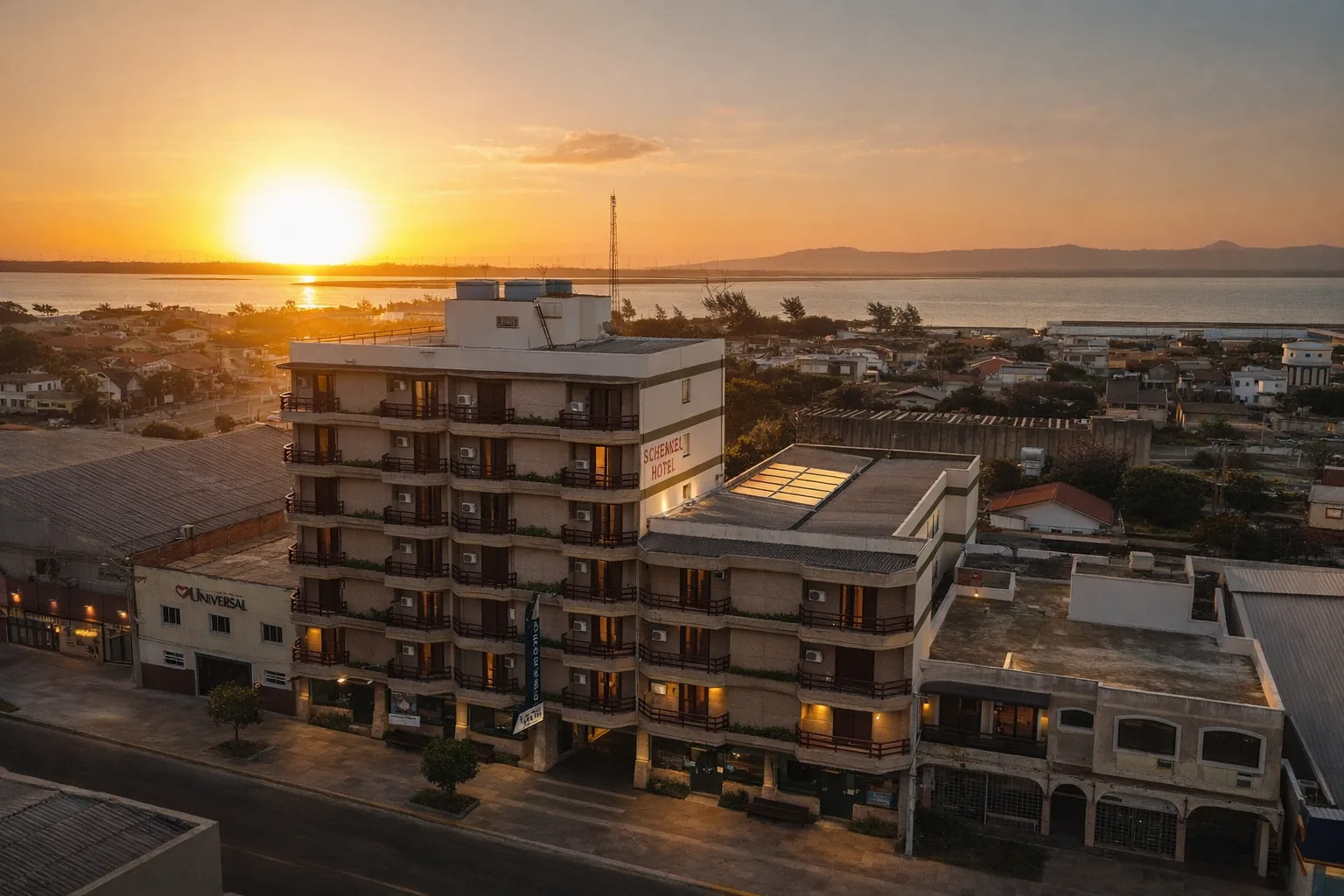Fachada histórica do Schenkel Hotel